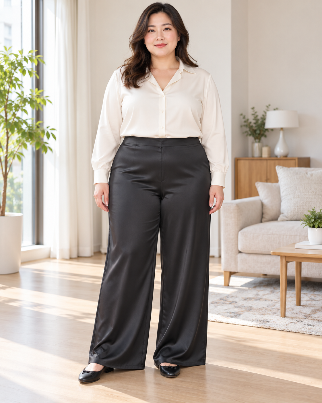 Celeste | Satin-Look Wide-Leg Pants
